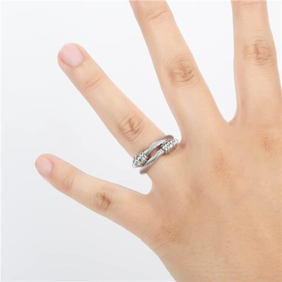 ✨ Cable Pearl Cuff Ring | Adjustable 70–90mm | Elegant Statement Jewelry - Picture 2 of 2